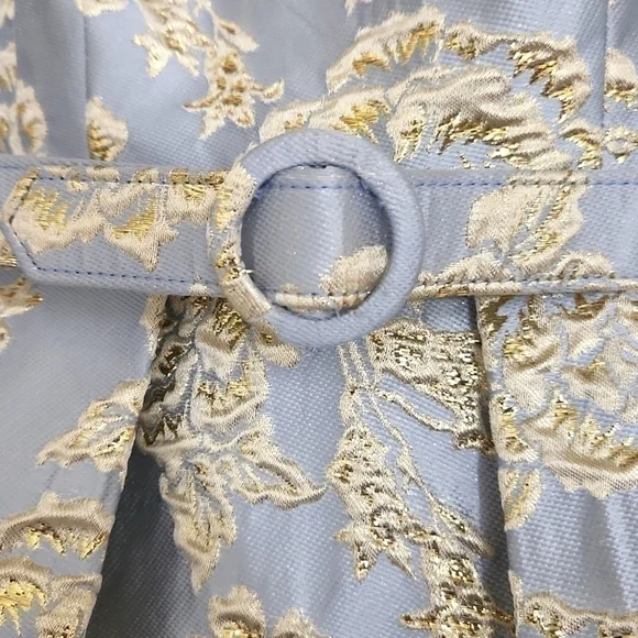 Metallic Golden Floral Dress Size 4 Formal Wedding Guest Party Prom - Picture 4 of 15